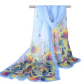 2017 New arrival fashion print colorful floral pattern long chiffon hijab scarf shawl